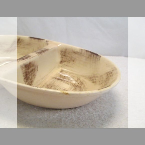 Vintage 11" Vernon Kilns Vernon Ware Barkwood Oval Divided Vegetable Bowl - Picture 2 of 7